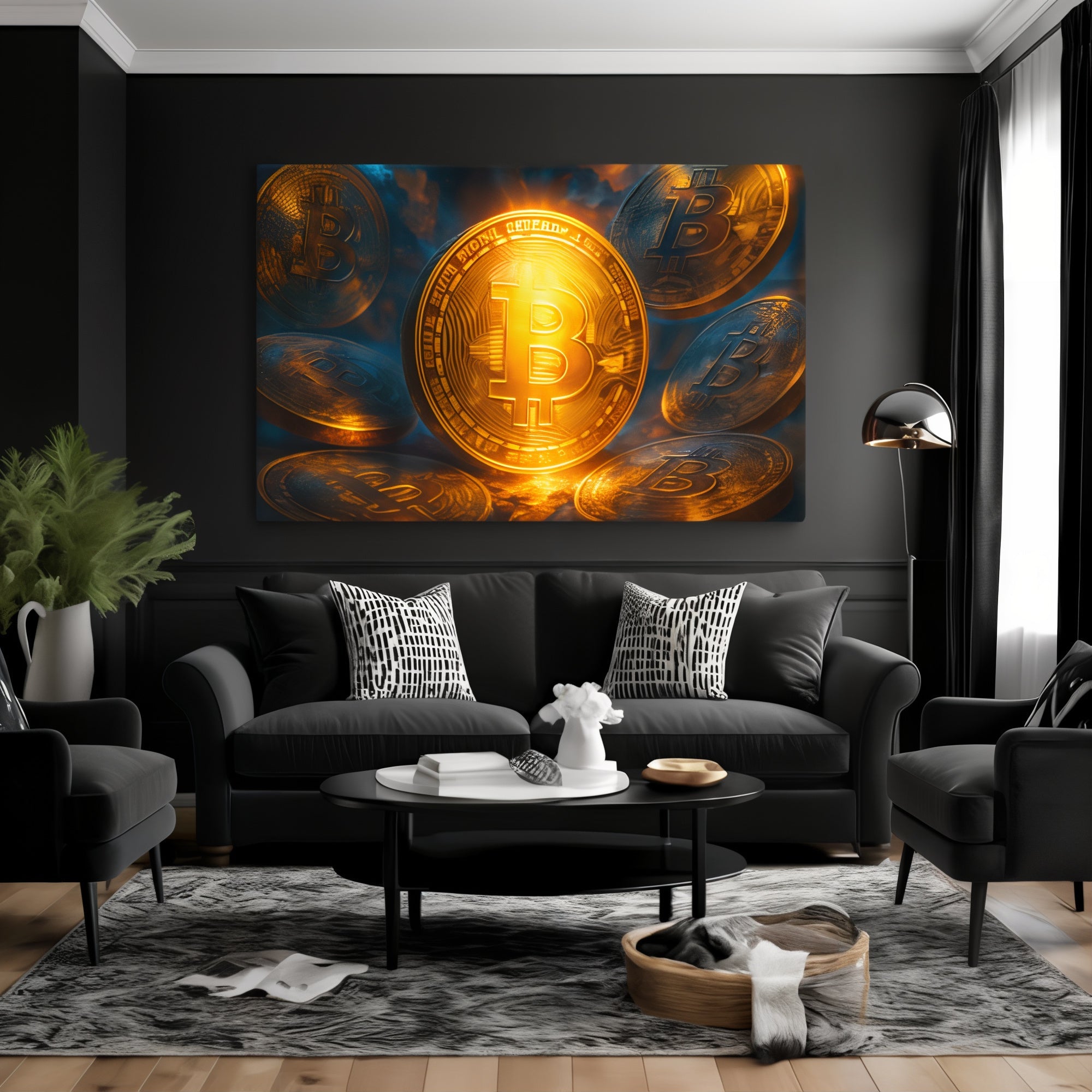 Affiche Artistique âBitcoin en Orâ â Ăclat et Pouvoir Financier - Tableau Motivation - Mentset