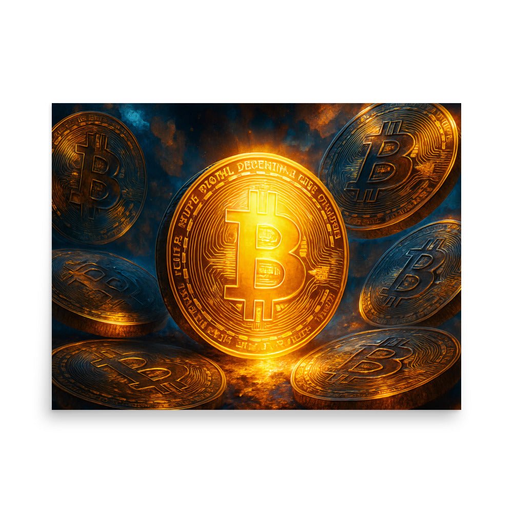 Affiche Artistique “Bitcoin en Or” – Éclat et Pouvoir Financier - Tableau Motivation - Mentset