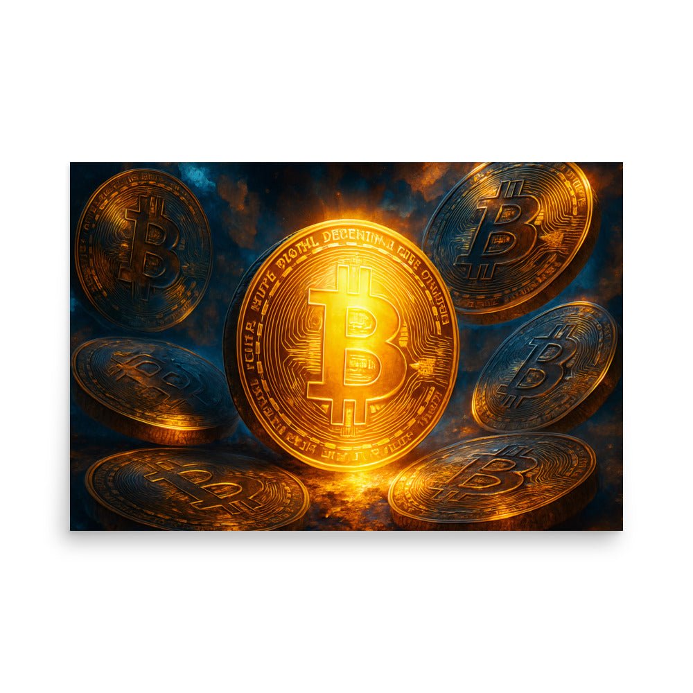 Affiche Artistique “Bitcoin en Or” – Éclat et Pouvoir Financier - Tableau Motivation - Mentset