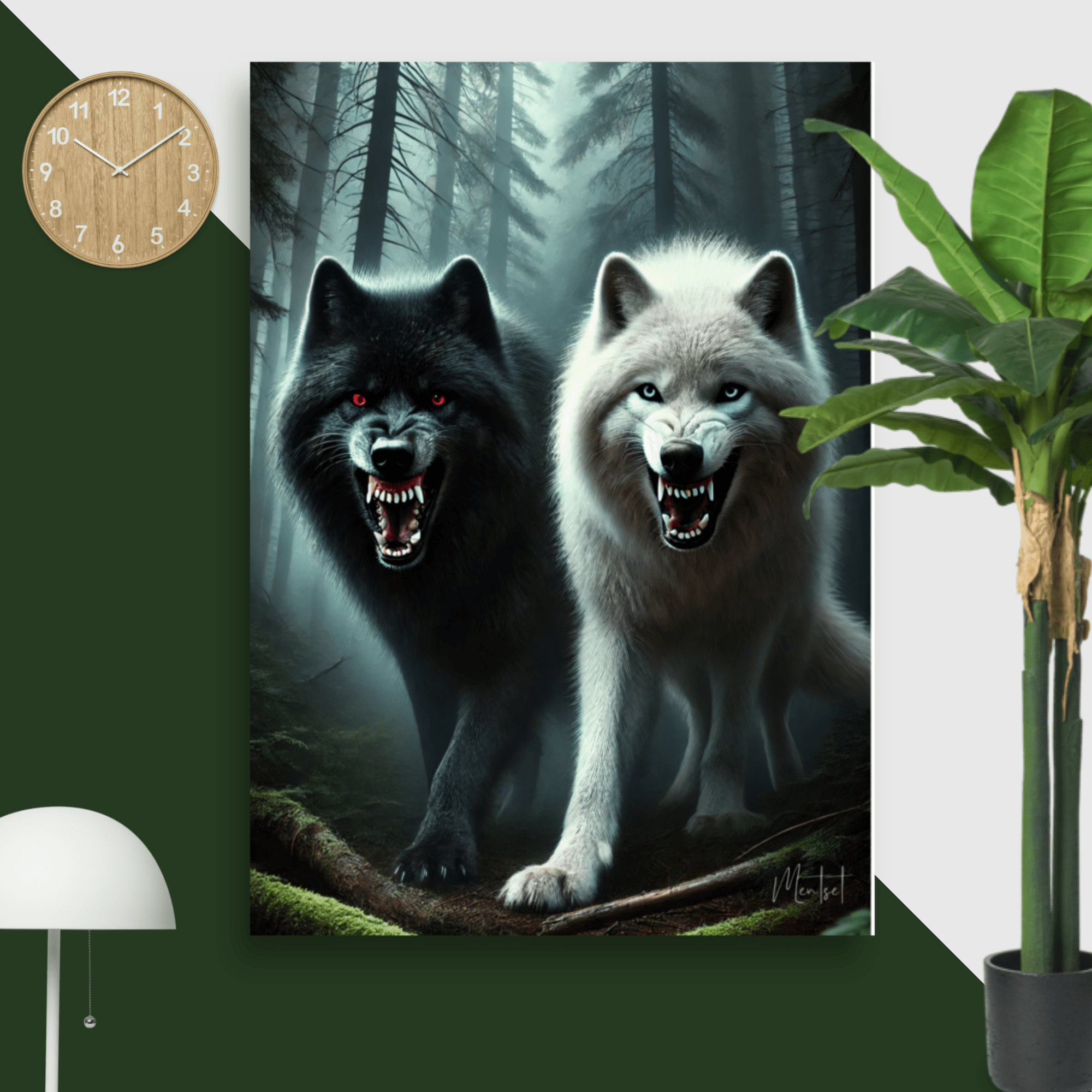 Affiche "Dualité" - Loups Noir & Blanc - Tableau Motivation - Mentset