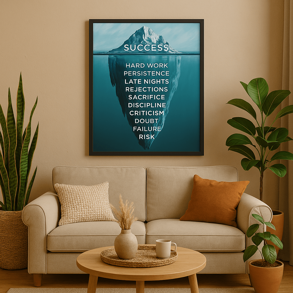 Poster "SUCCESS ICEBERG" â La VĂ©ritĂ© CachĂ©e de la RĂ©ussite - Tableau Motivation - Mentset