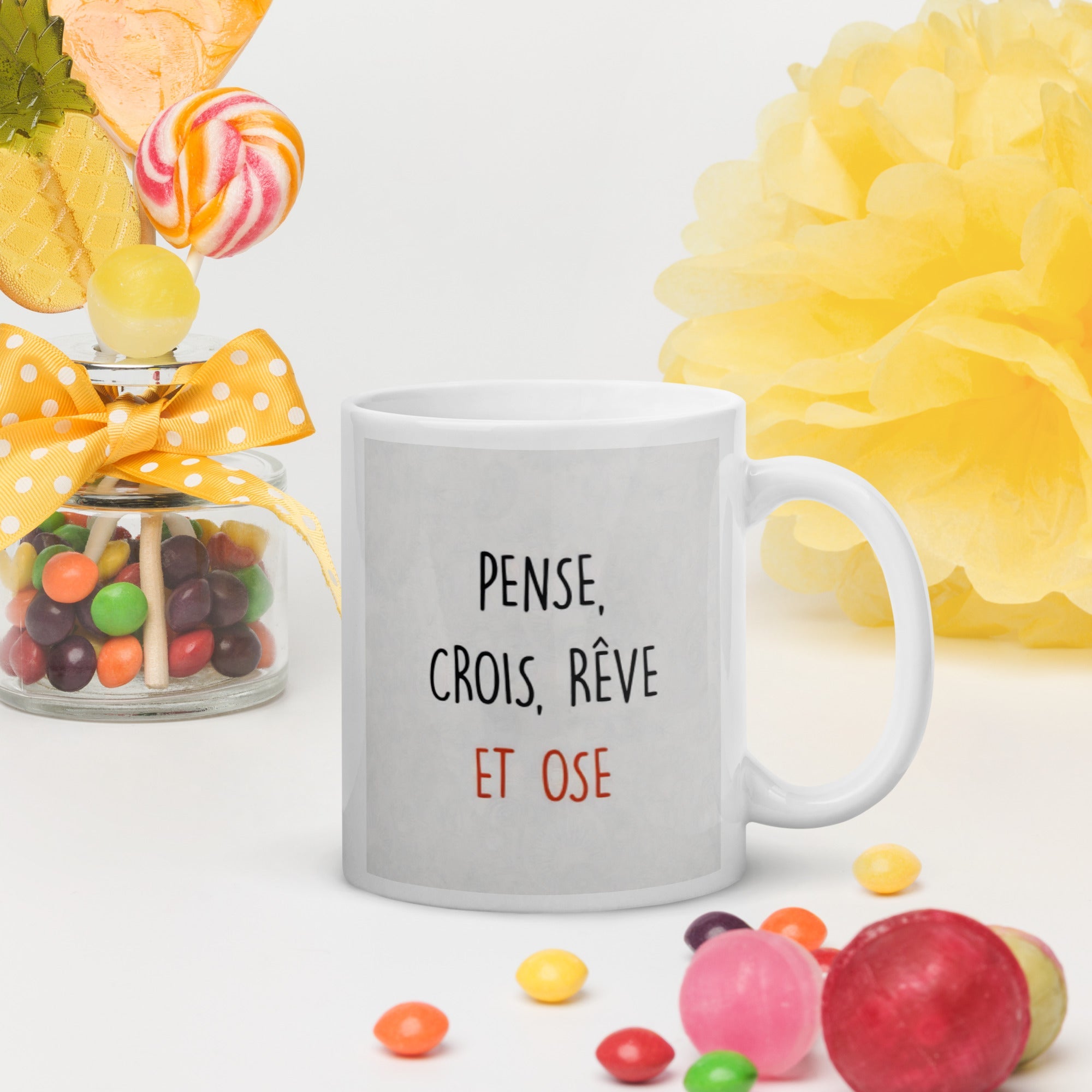 Tasse "Pense, Crois, Rêve, et Ose" - Tableau Motivation - Mentset