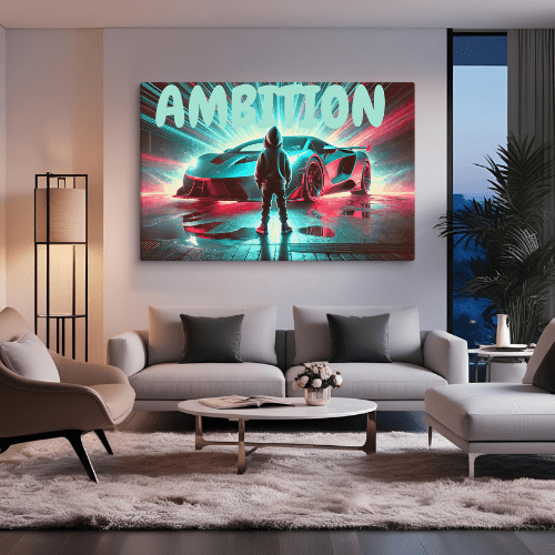 Toile “AMBITION” – L'inspiration chez vous - Tableau Motivation - Mentset
