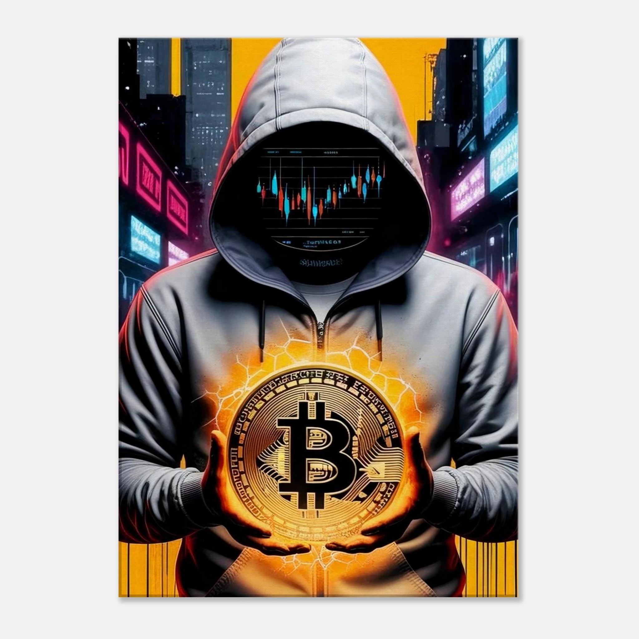 Toile “Bitcoin Hacker” - Tableau Motivation - Mentset