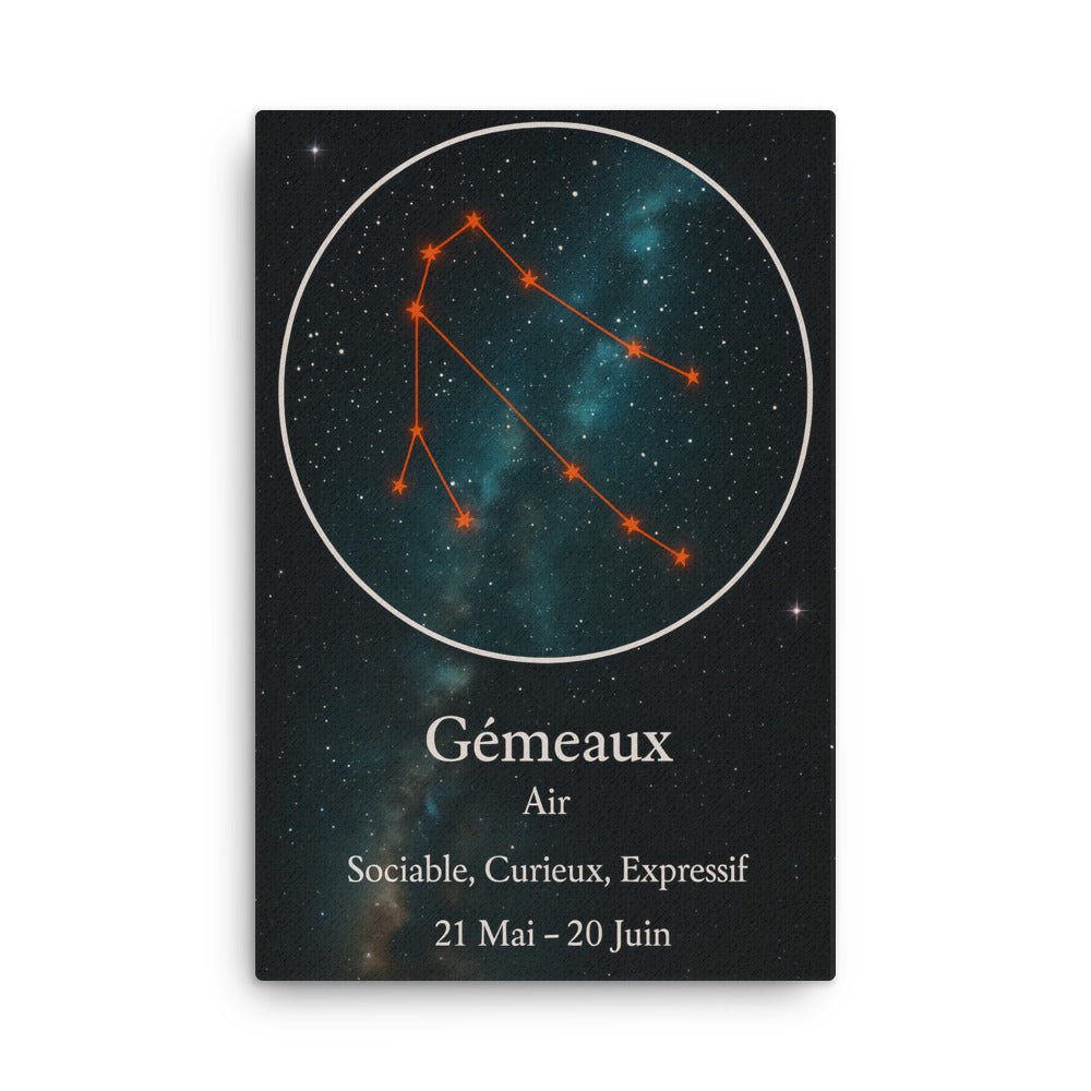 Toile Constellation "Gémeaux" - Tableau Motivation - Mentset