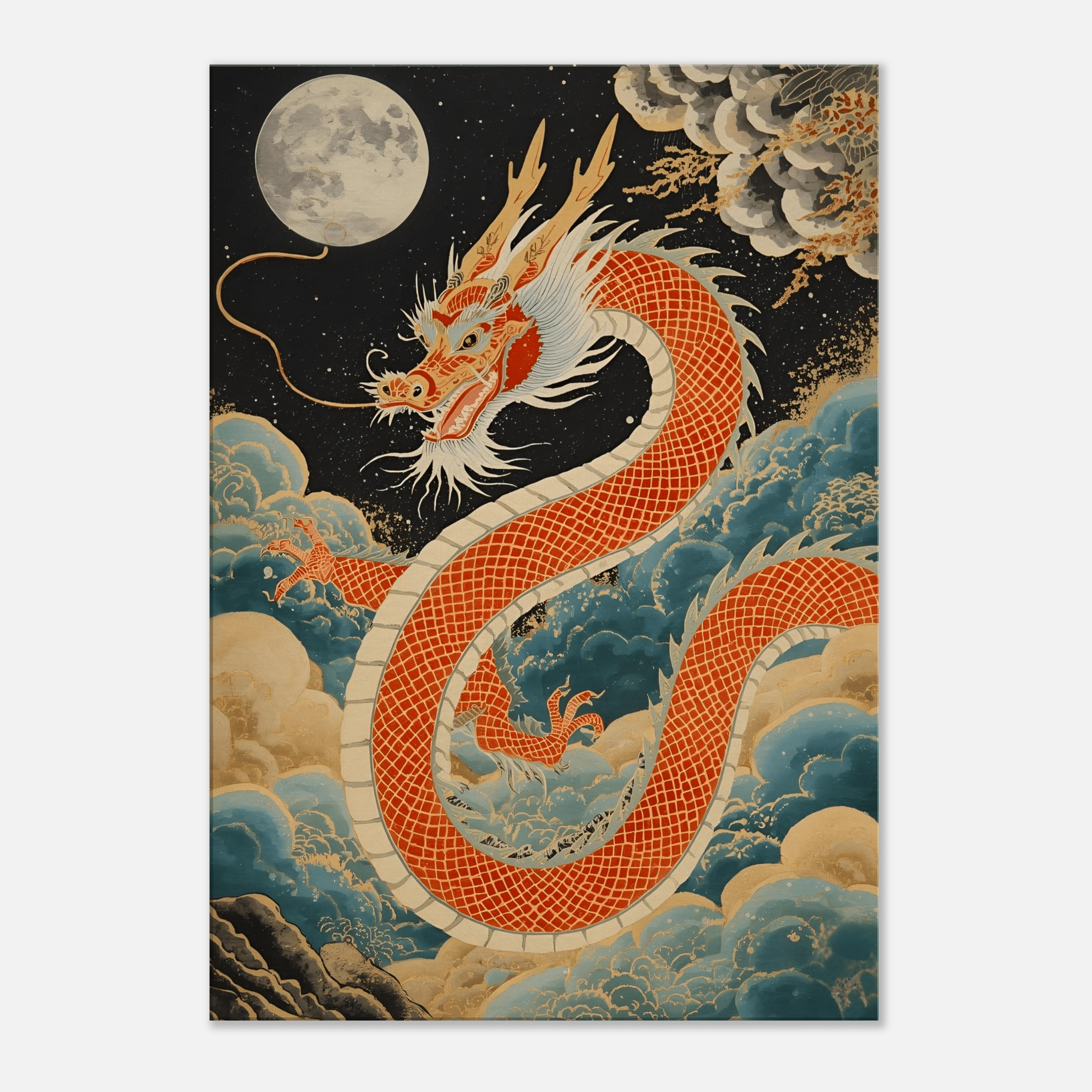 Toile Dragon Asiatique Rouge - Tableau Motivation - Mentset