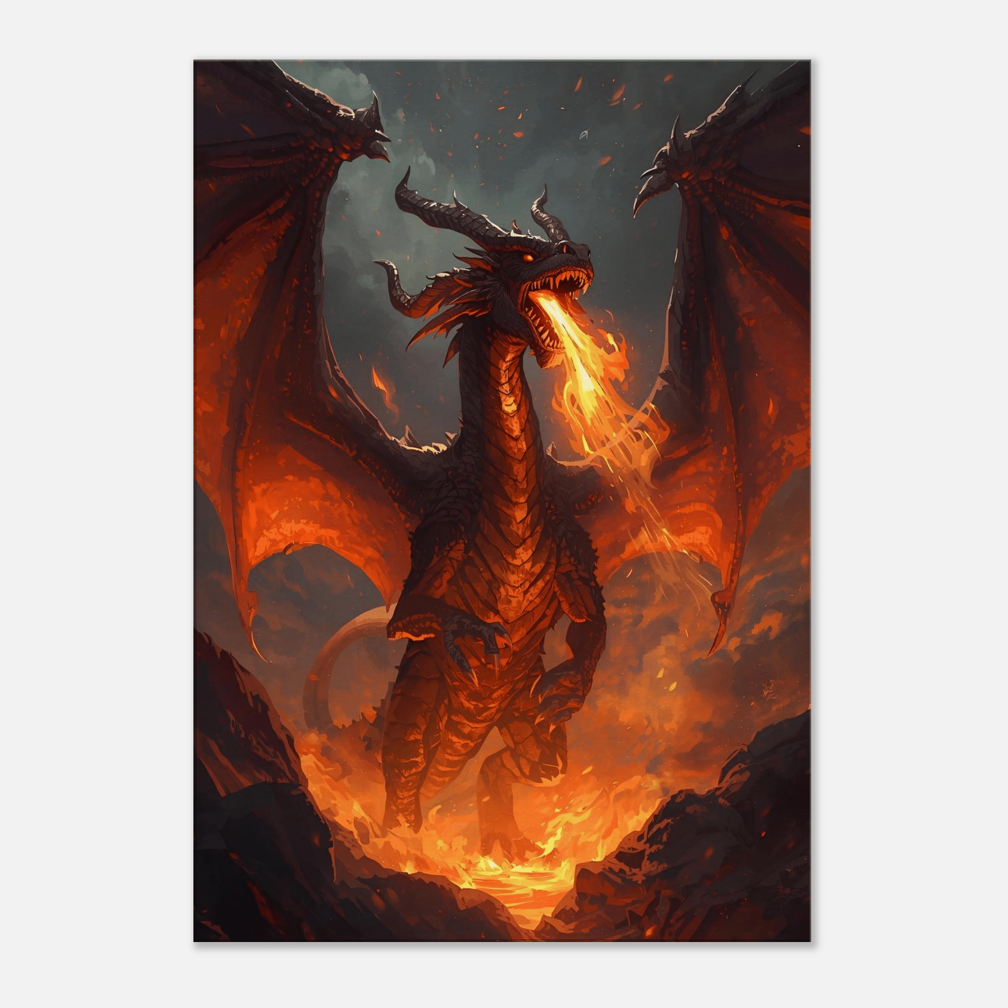 toile dragon de feu – le gardien des flammes - Tableau Motivation - Mentset