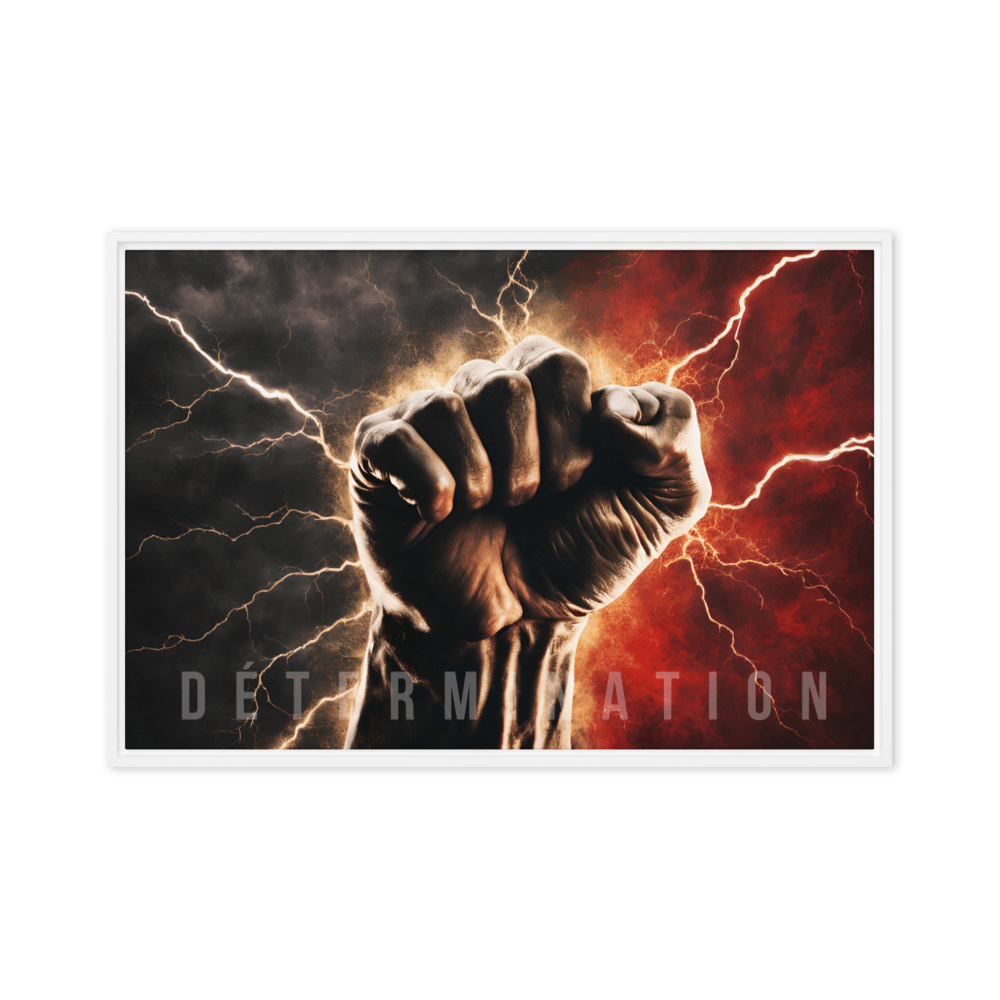 Toile Motivation - Poing Électrique "DÉTERMINATION & PUISSANCE - Tableau Motivation - Mentset