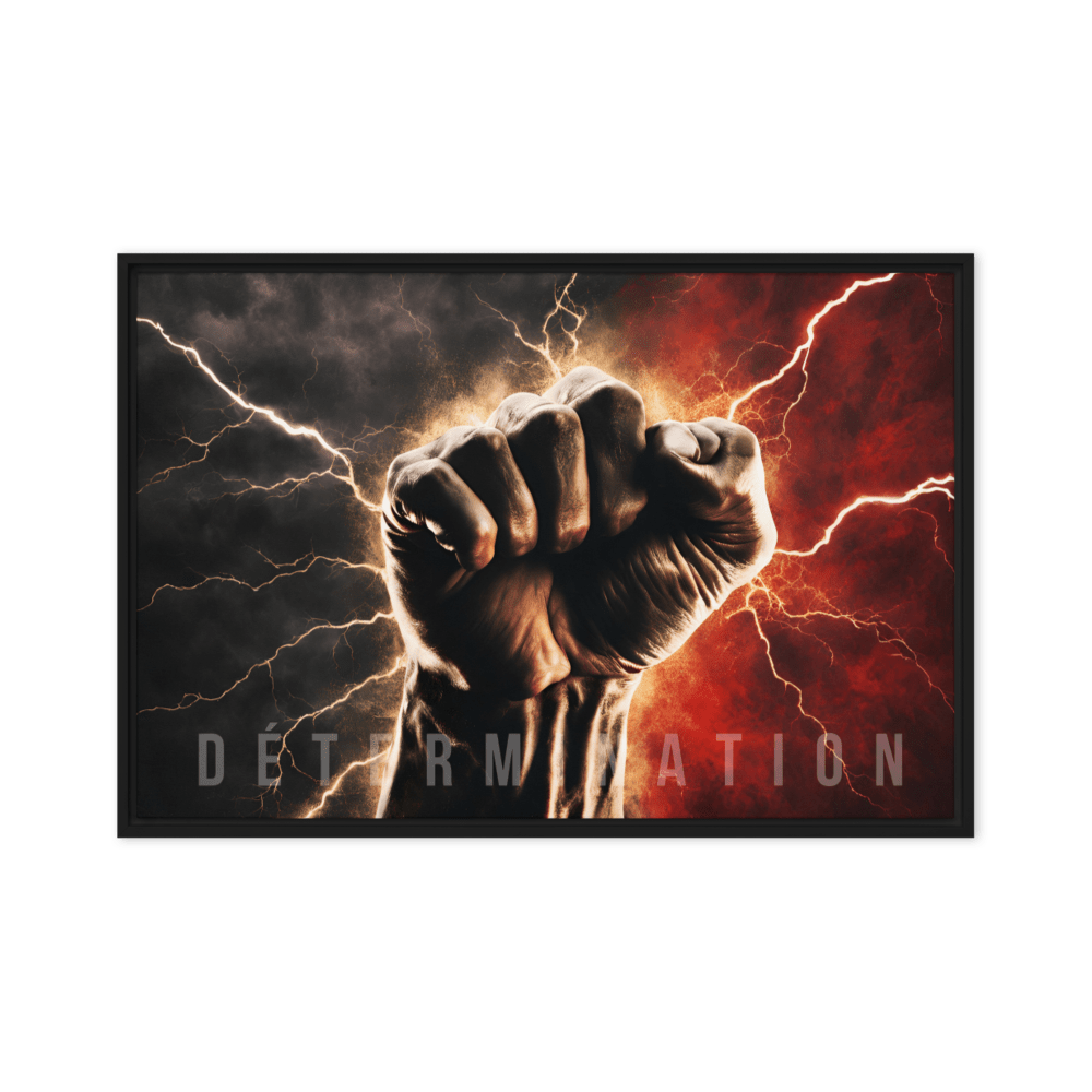 Toile Motivation - Poing Électrique "DÉTERMINATION & PUISSANCE - Tableau Motivation - Mentset