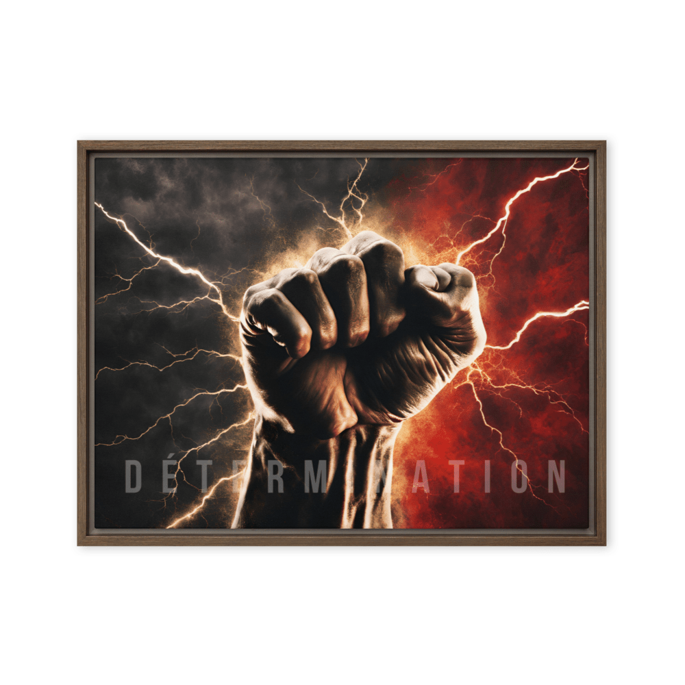 Toile Motivation - Poing Électrique "DÉTERMINATION & PUISSANCE - Tableau Motivation - Mentset