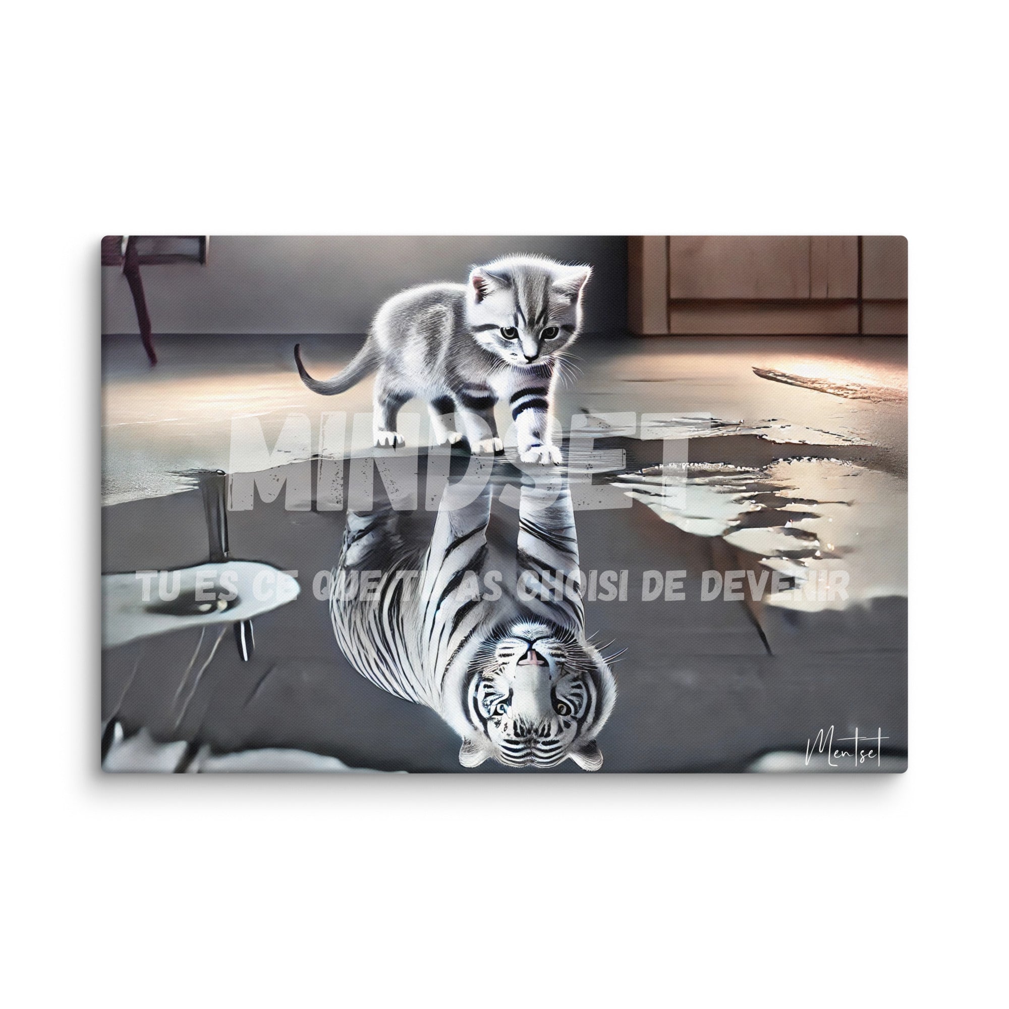 Toile motivationnelle Chaton & Tigre Blanc - Tableau Motivation - Mentset