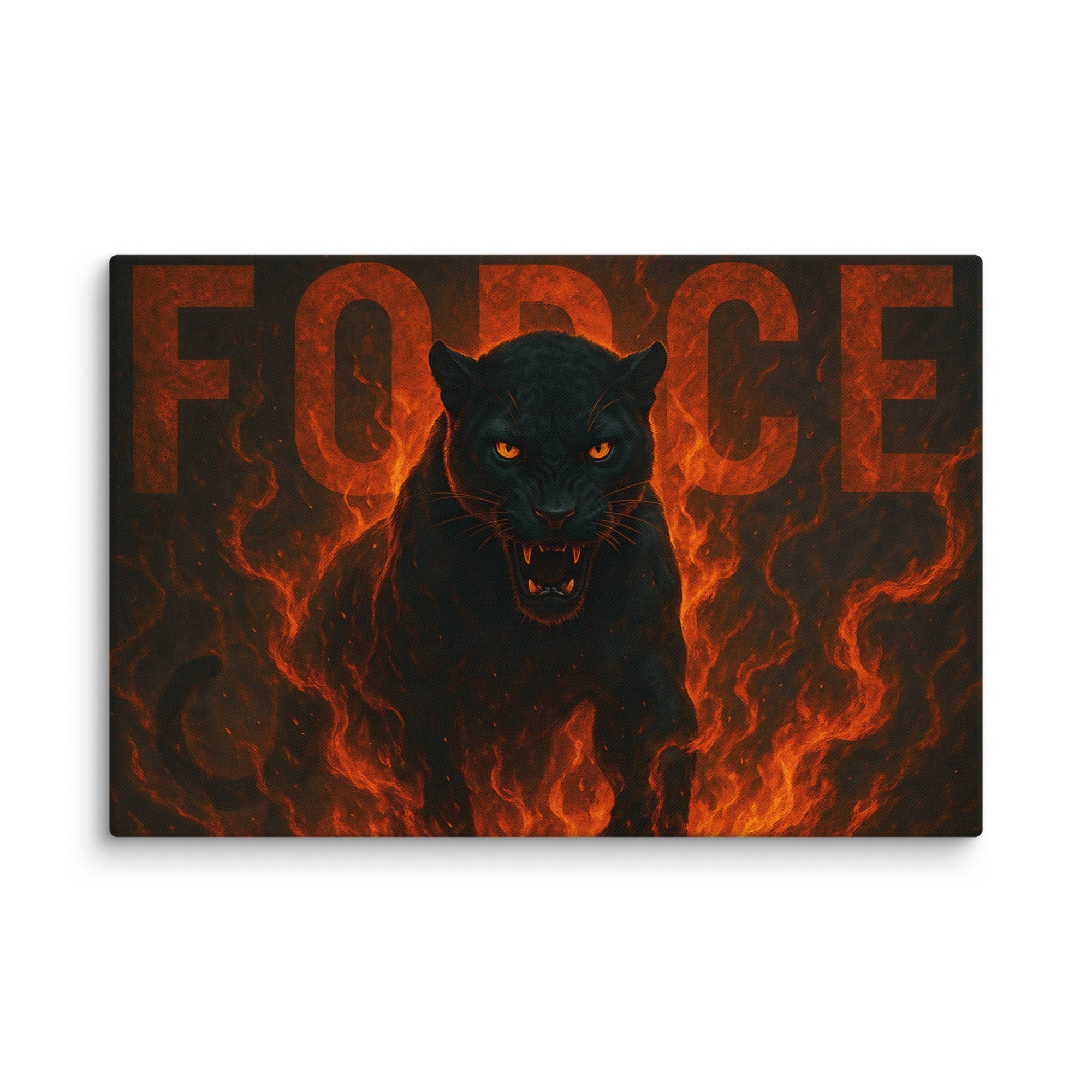 TOILE MURALE – "FORCE" | JAGUAR EN FEU - Tableau Motivation - Mentset