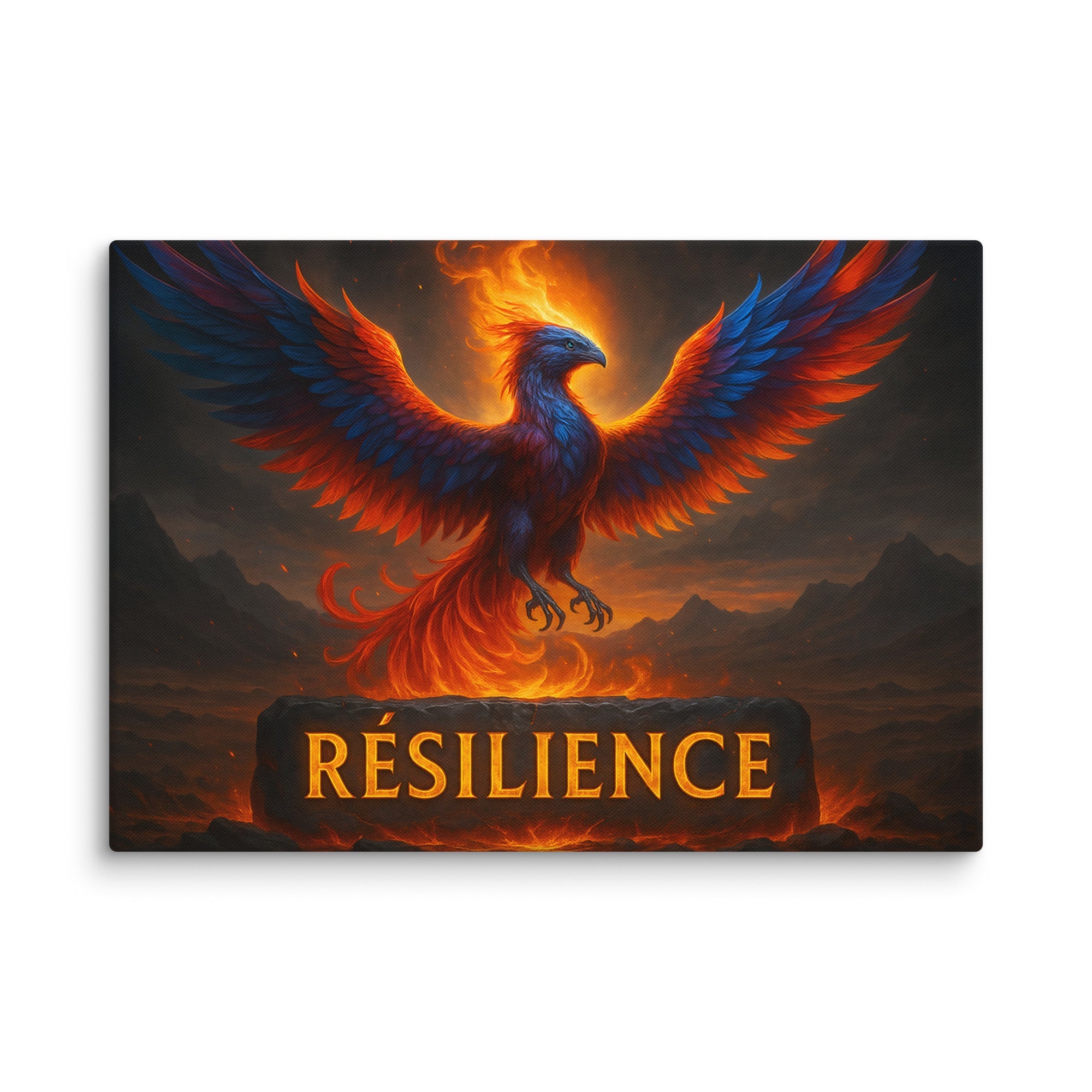 Toile “RÉSILIENCE” – Renaissance par le feu - Tableau Motivation - Mentset