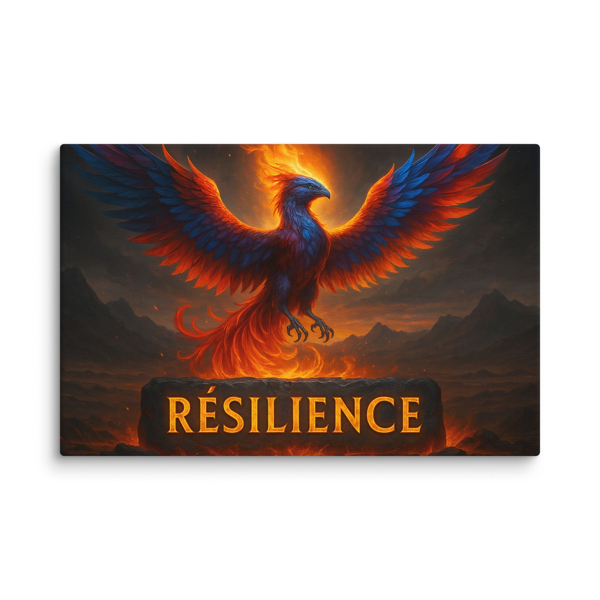 Toile “RÉSILIENCE” – Renaissance par le feu - Tableau Motivation - Mentset
