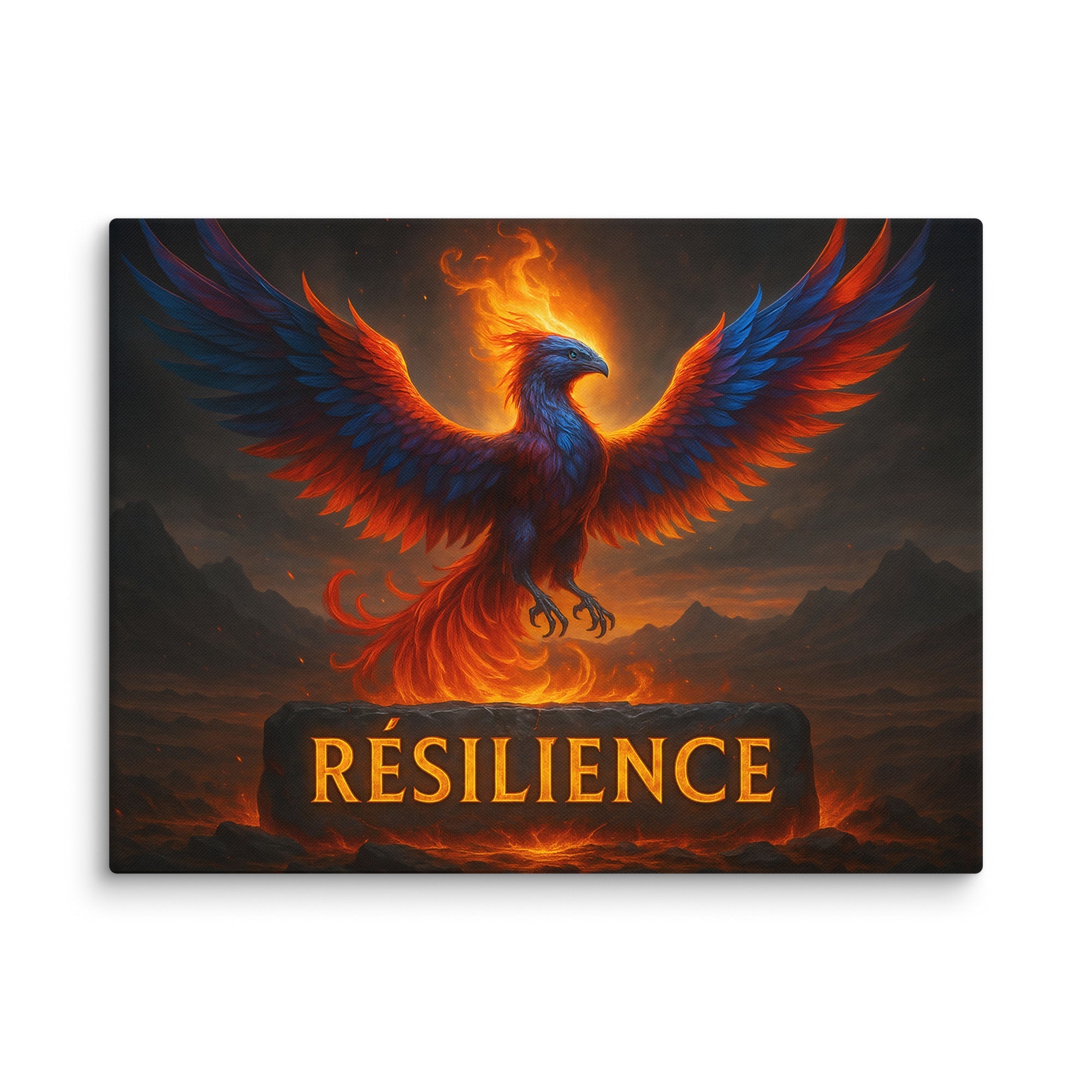 Toile “RÉSILIENCE” – Renaissance par le feu - Tableau Motivation - Mentset