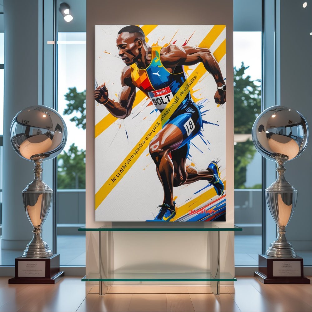 Toile "Usain Bolt – L’explosion du travail" - Tableau Motivation - Mentset