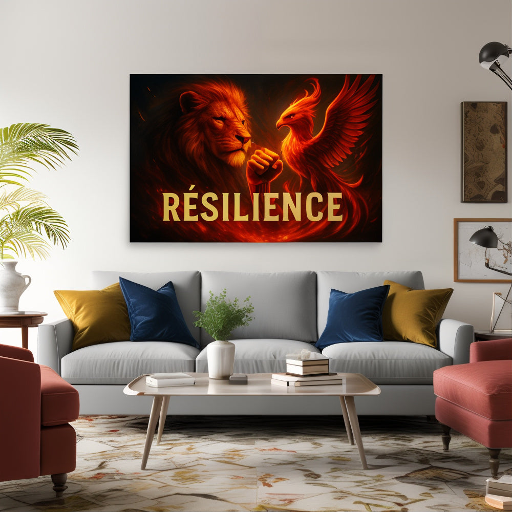 Affiche "RÉSILIENCE" – Force, feu & renaissance