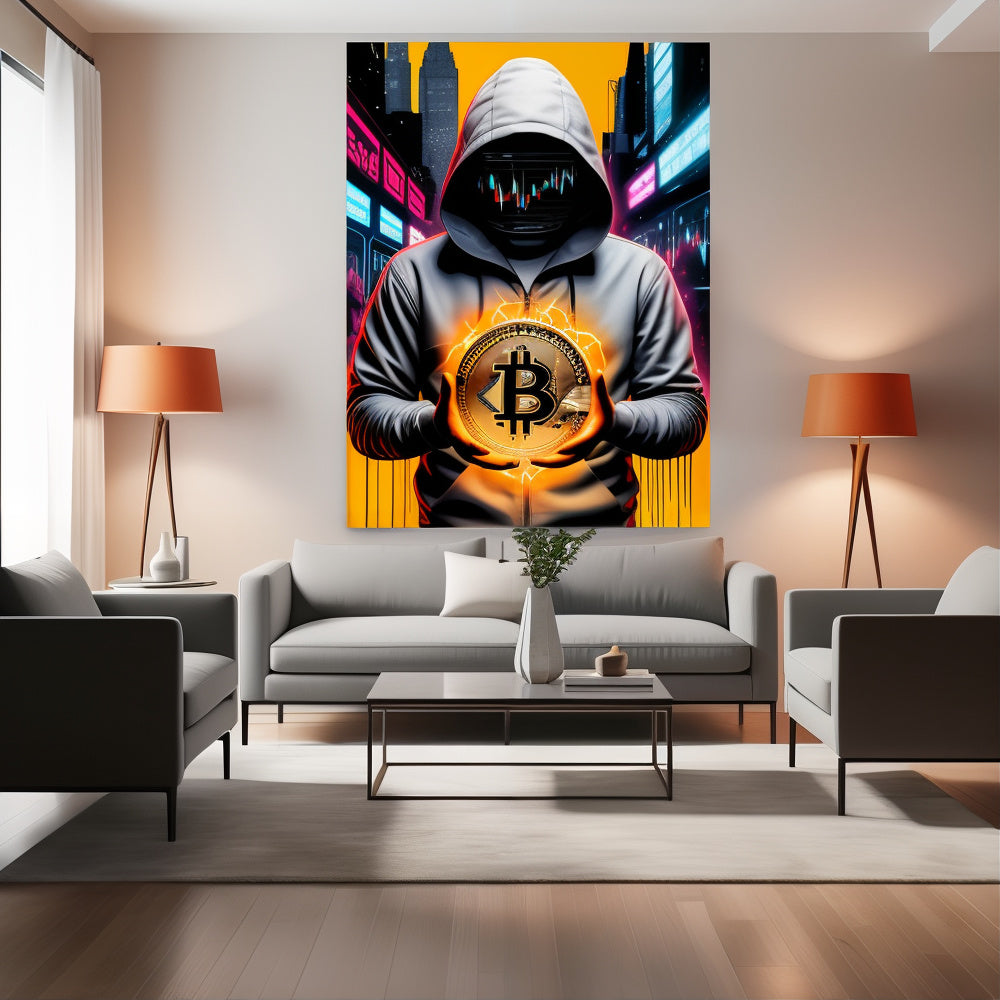 Affiche “Crypto King” – L’Énergie de la Blockchain