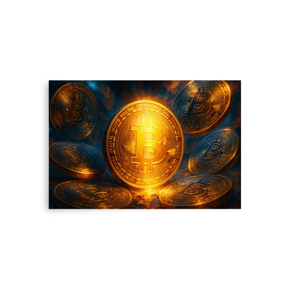 Affiche Artistique “Bitcoin en Or” – Éclat et Pouvoir Financier - Tableau Motivation - Mentset