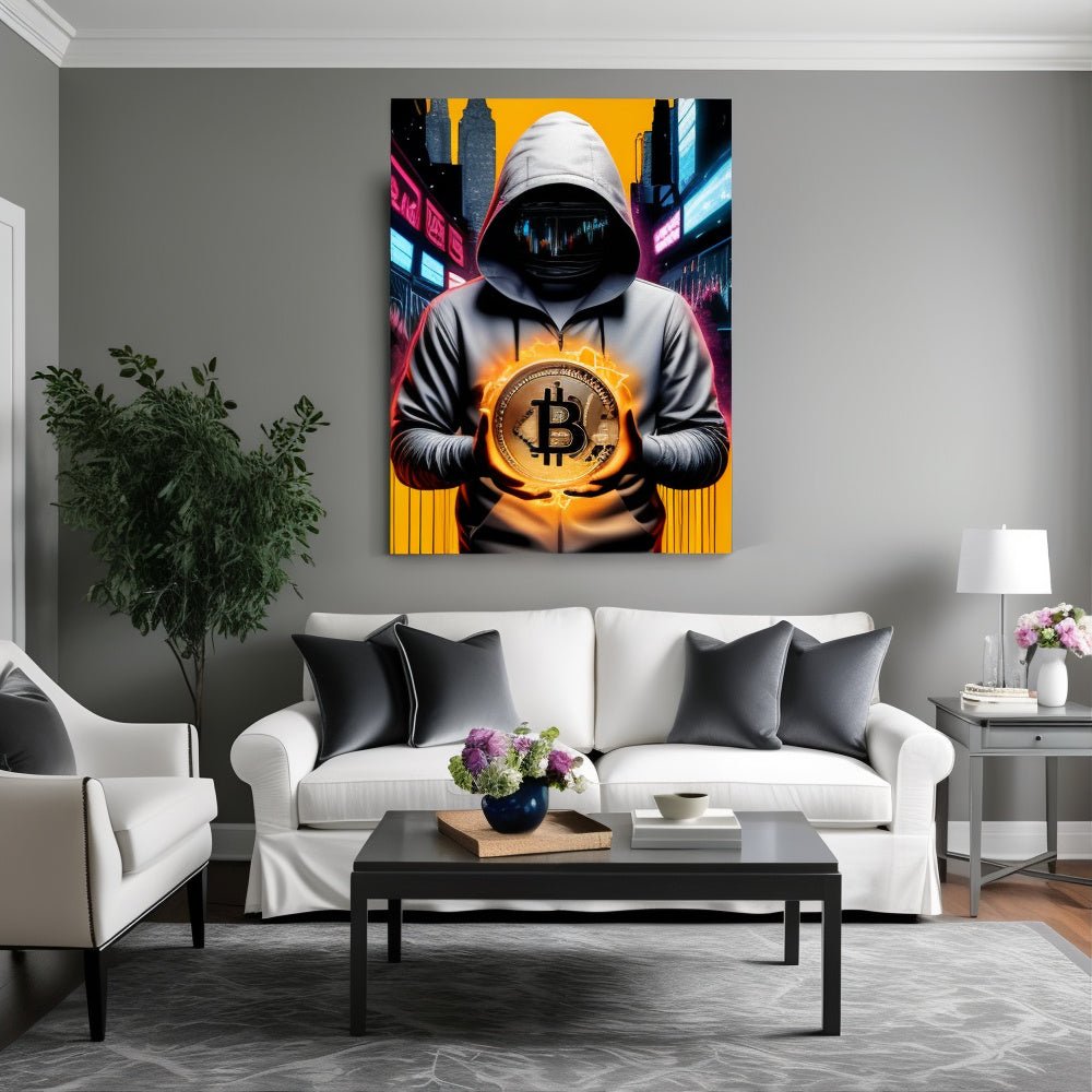Toile “Bitcoin Hacker” - Tableau Motivation - Mentset