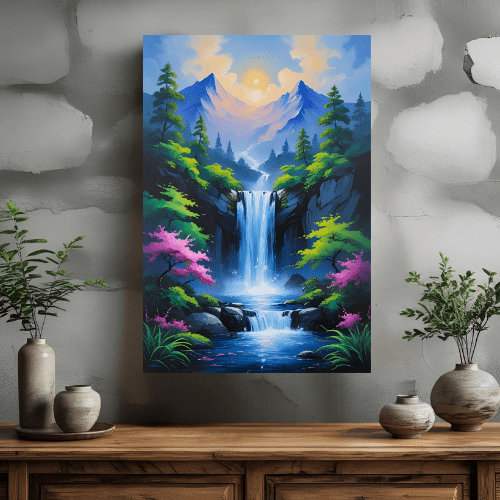 Toile cascade zen – sérénité naturelle - Tableau Motivation - Mentset