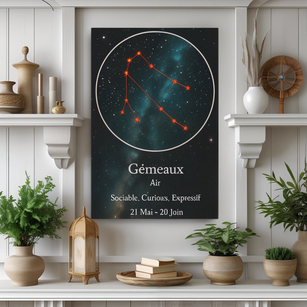 Toile Constellation "Gémeaux" - Tableau Motivation - Mentset