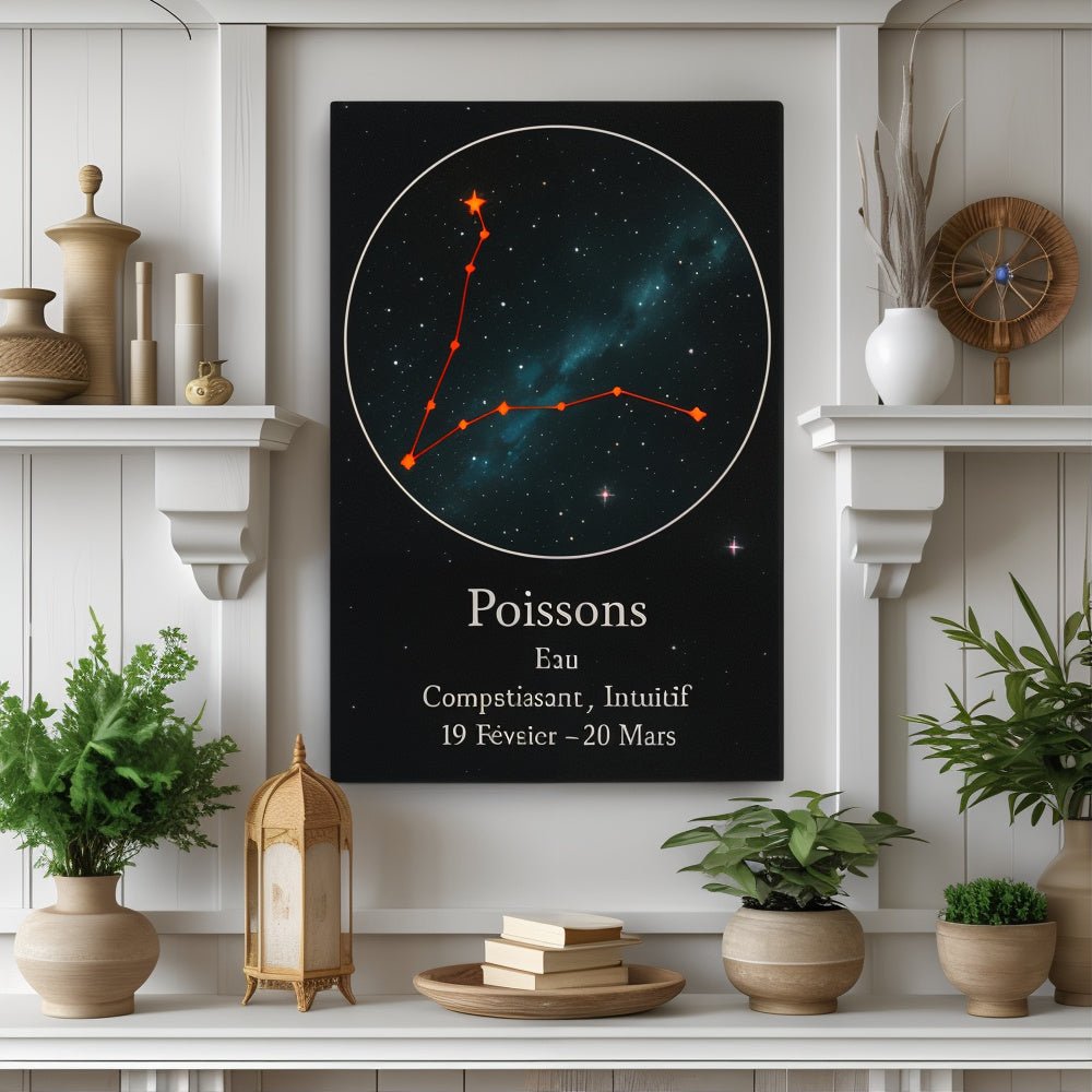 Toile Constellation "Poissons" - Tableau Motivation - Mentset