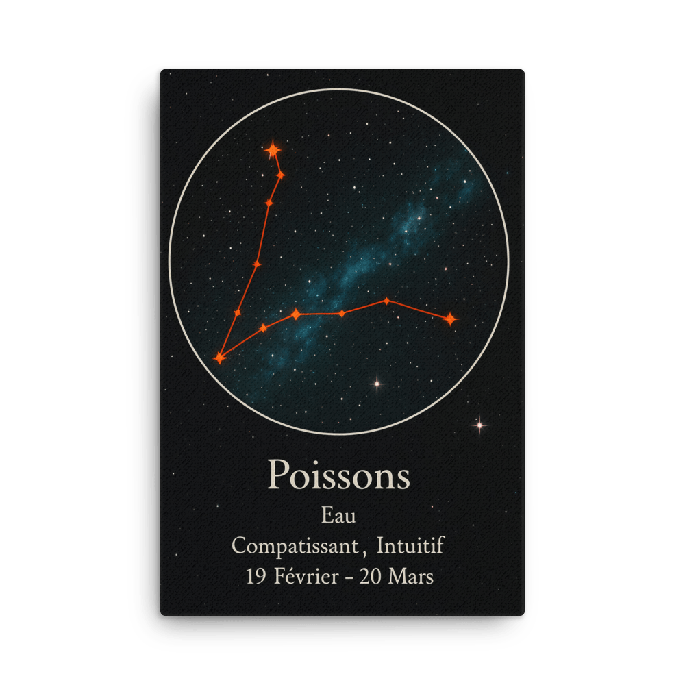Toile Constellation "Poissons" - Tableau Motivation - Mentset