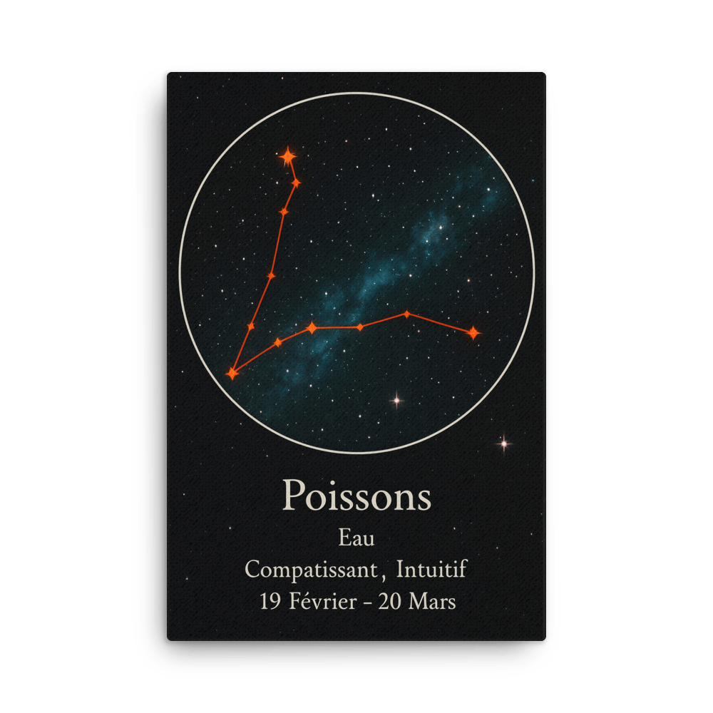 Toile Constellation "Poissons" - Tableau Motivation - Mentset