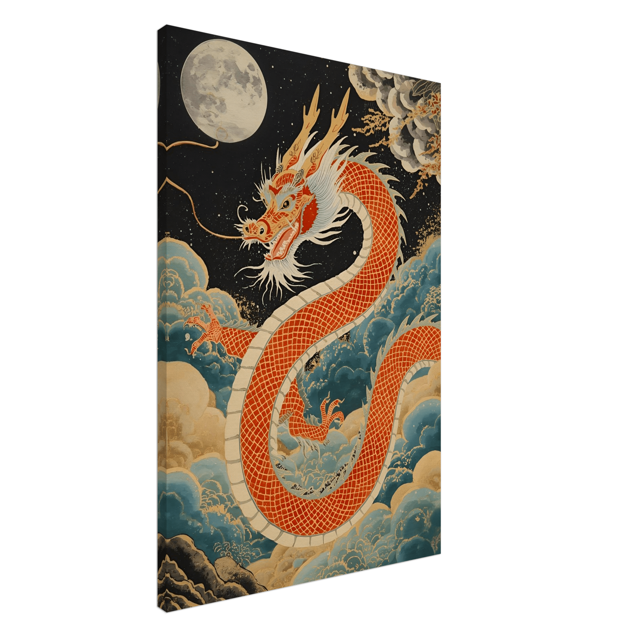 Toile Dragon Asiatique Rouge - Tableau Motivation - Mentset