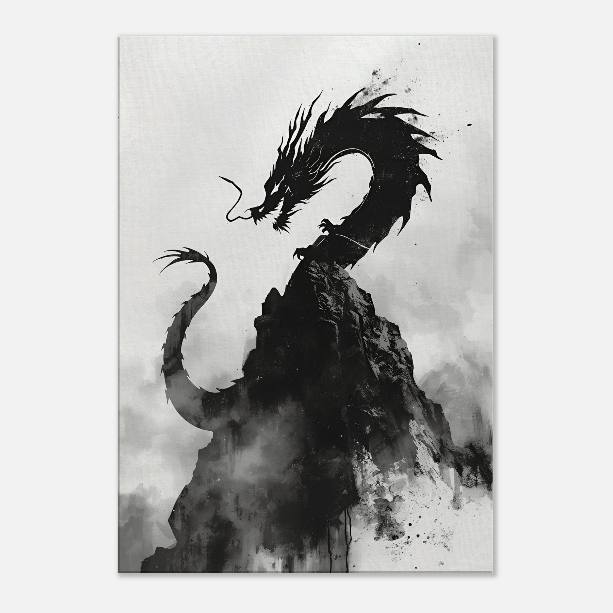 Toile Dragon Minimaliste - Tableau Motivation - Mentset