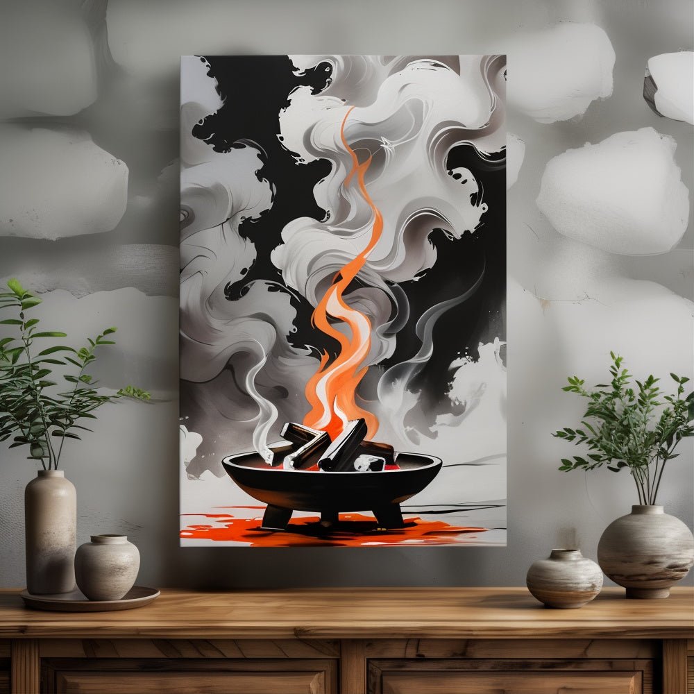 Toile "Feu Sacré" – Énergie et Purification - Tableau Motivation - Mentset