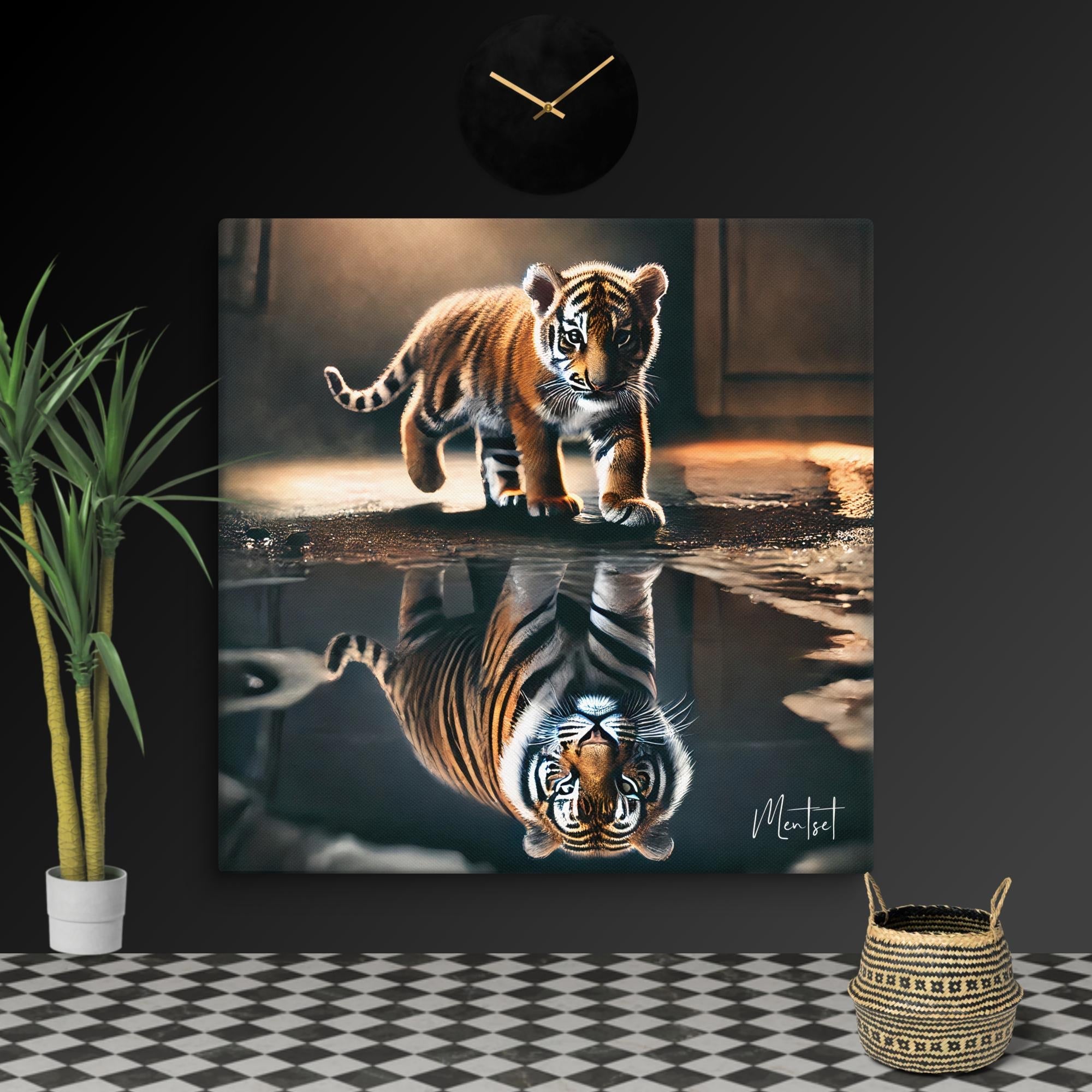 Toile Motivante "Reflet du Tigre" – Force et Ambition - Tableau Motivation - Mentset