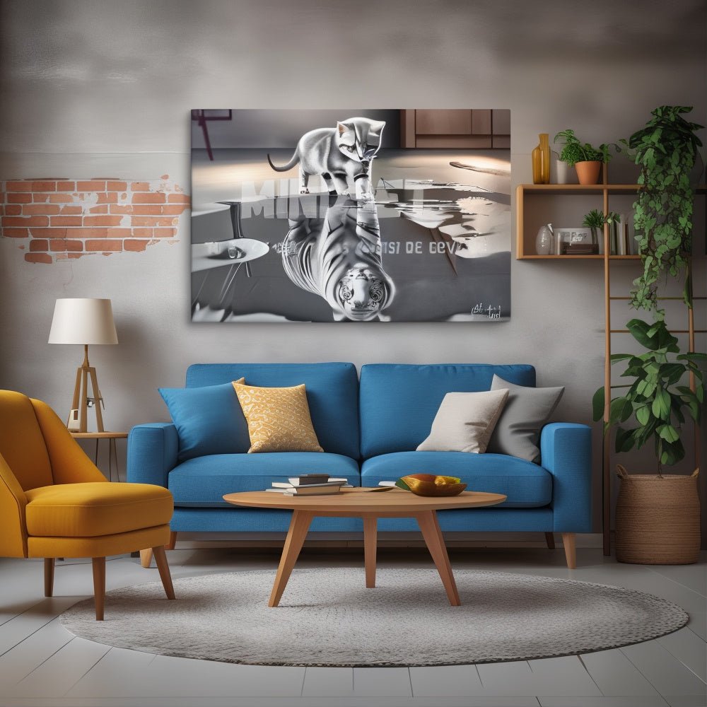 Toile motivationnelle Chaton & Tigre Blanc - Tableau Motivation - Mentset
