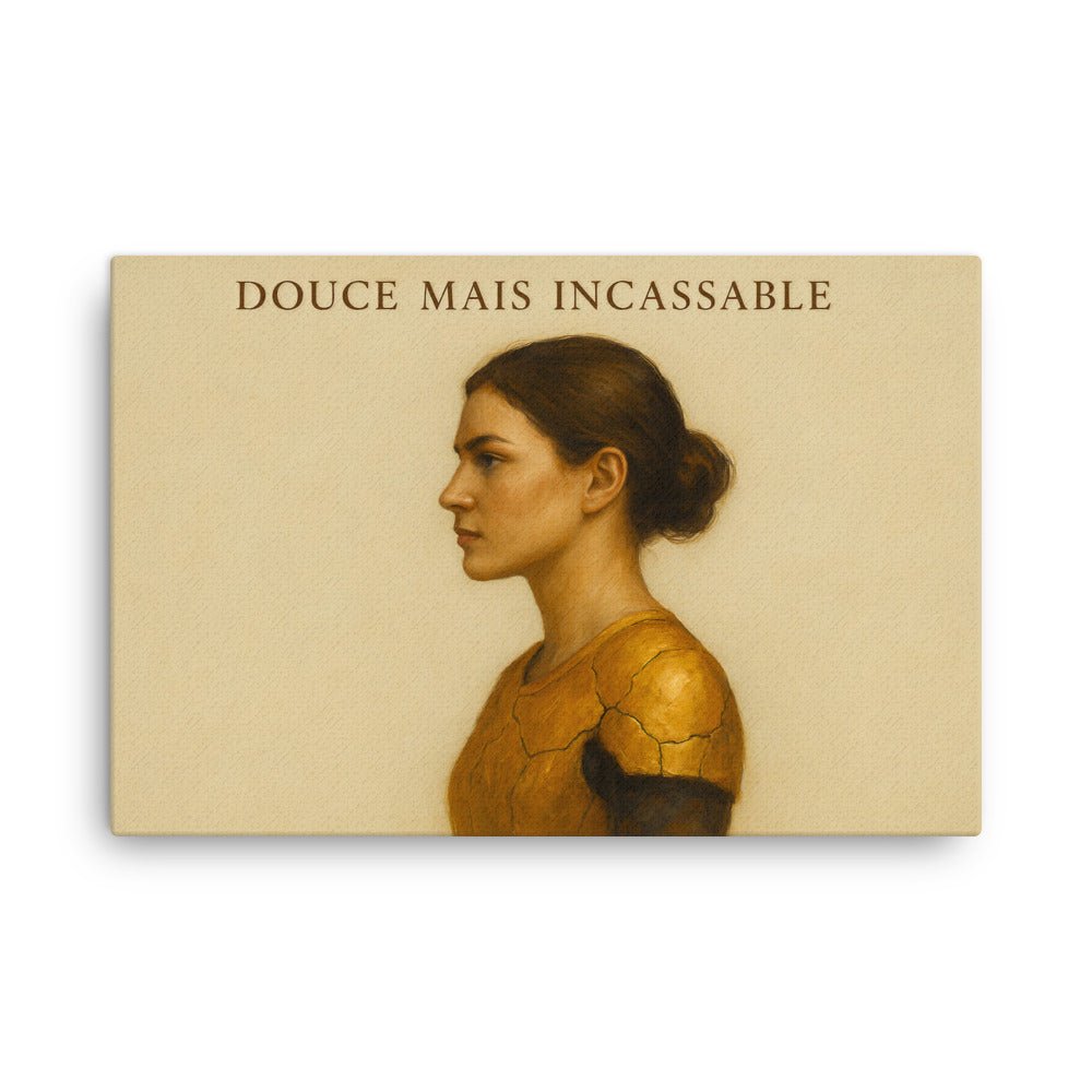 Toile Murale Fine & Inspirante - DOUCE MAIS INCASSABLE - Tableau Motivation - Mentset
