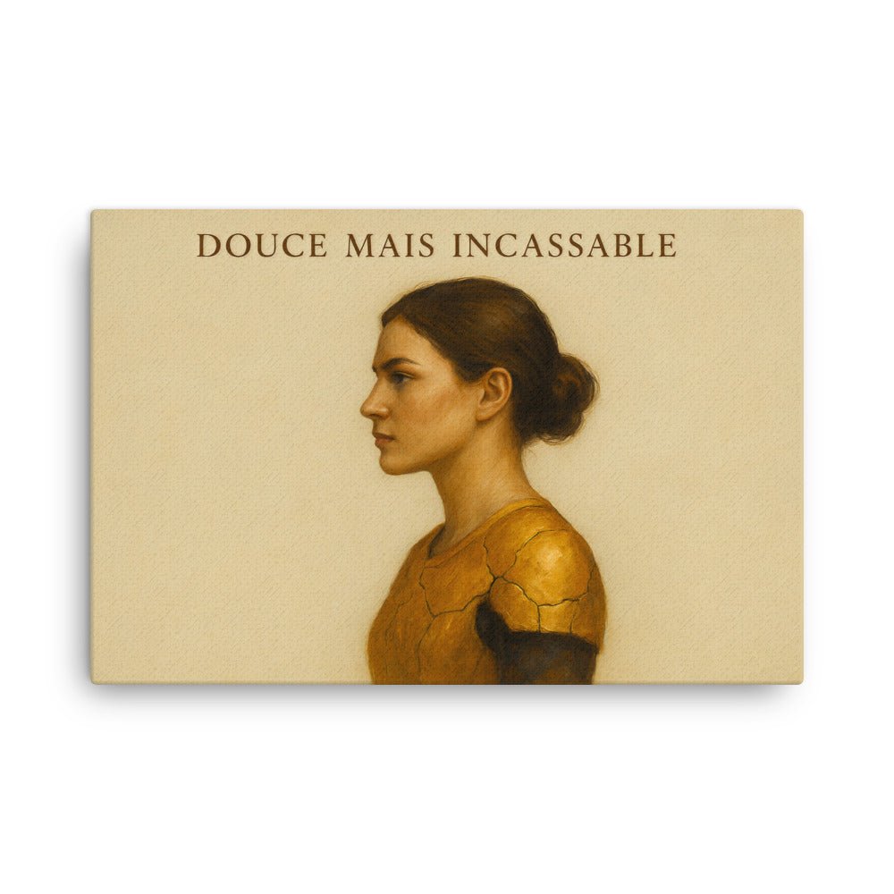 Toile Murale Fine & Inspirante - DOUCE MAIS INCASSABLE - Tableau Motivation - Mentset