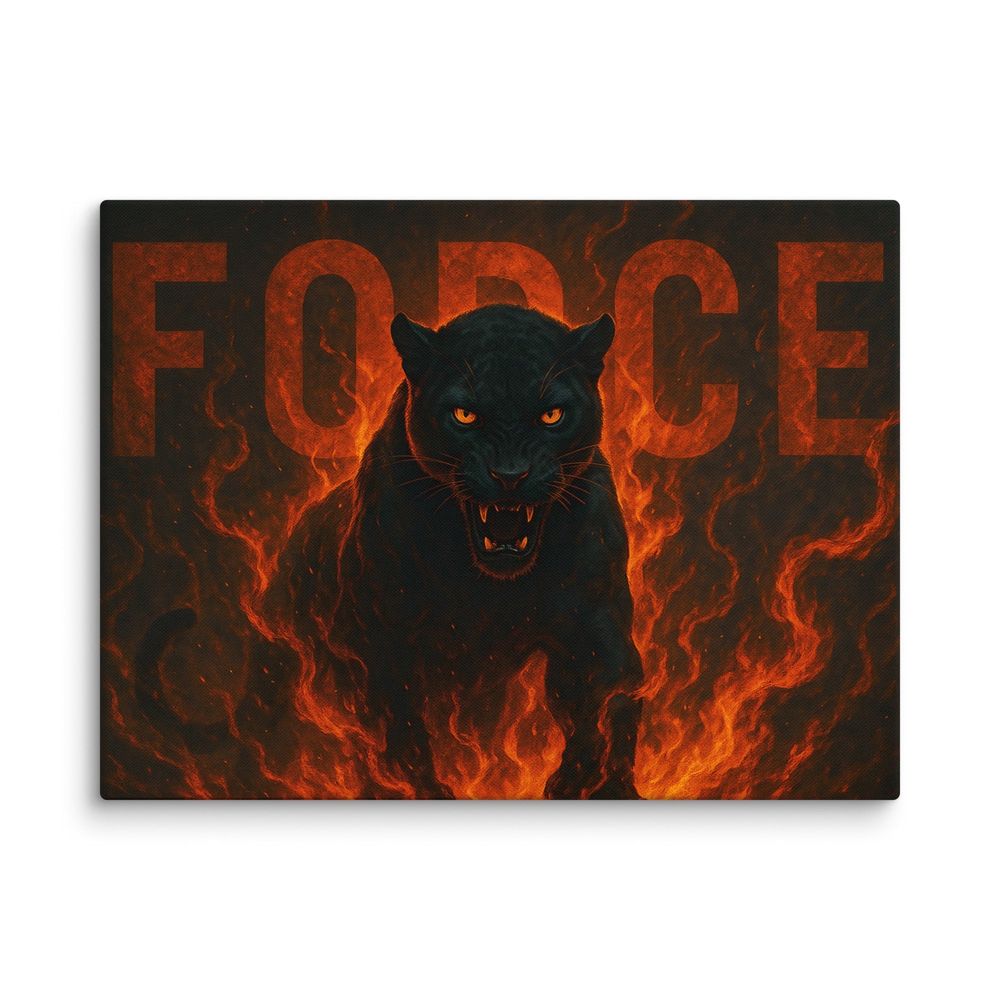 TOILE MURALE – "FORCE" | JAGUAR EN FEU - Tableau Motivation - Mentset