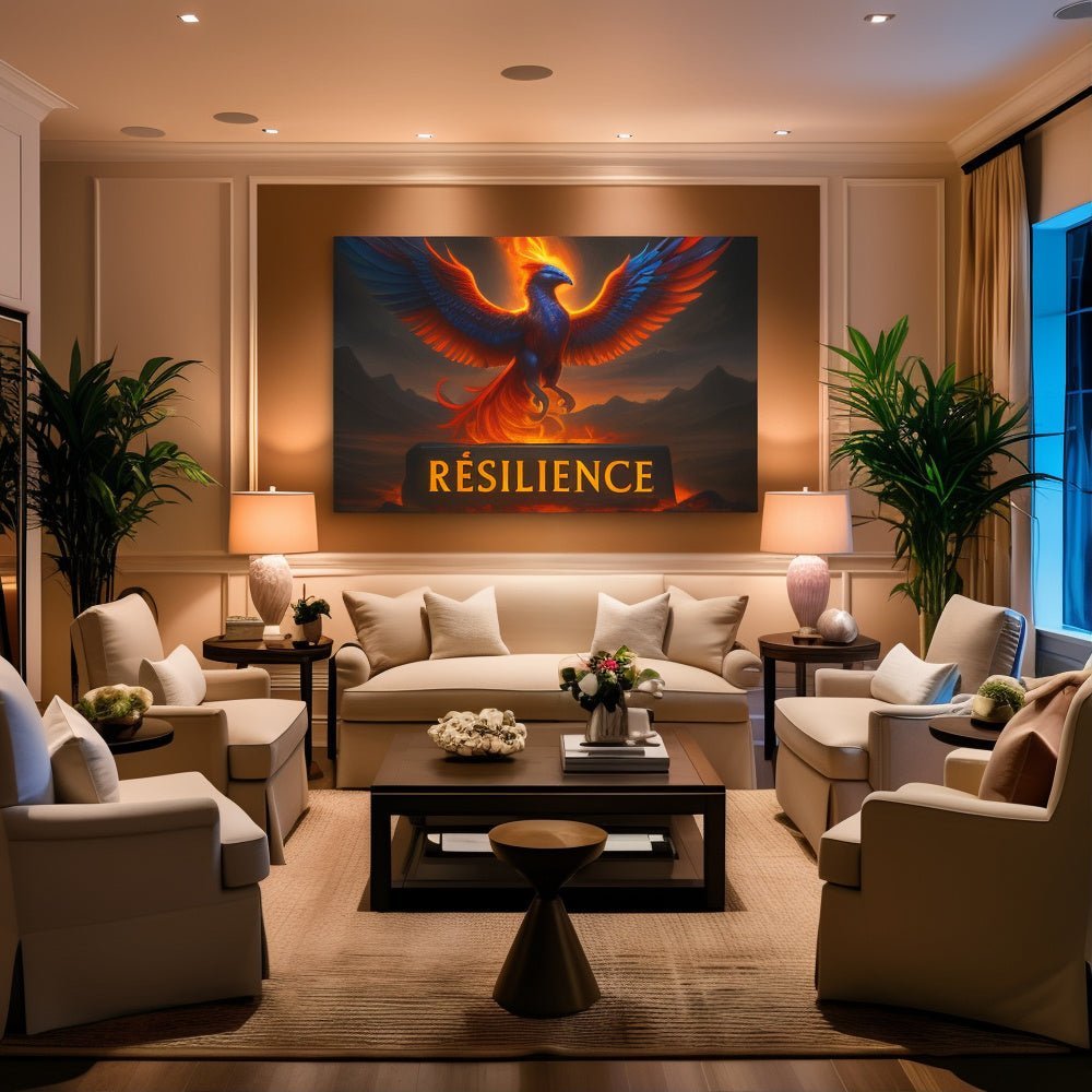 Toile “RÉSILIENCE” – Renaissance par le feu - Tableau Motivation - Mentset