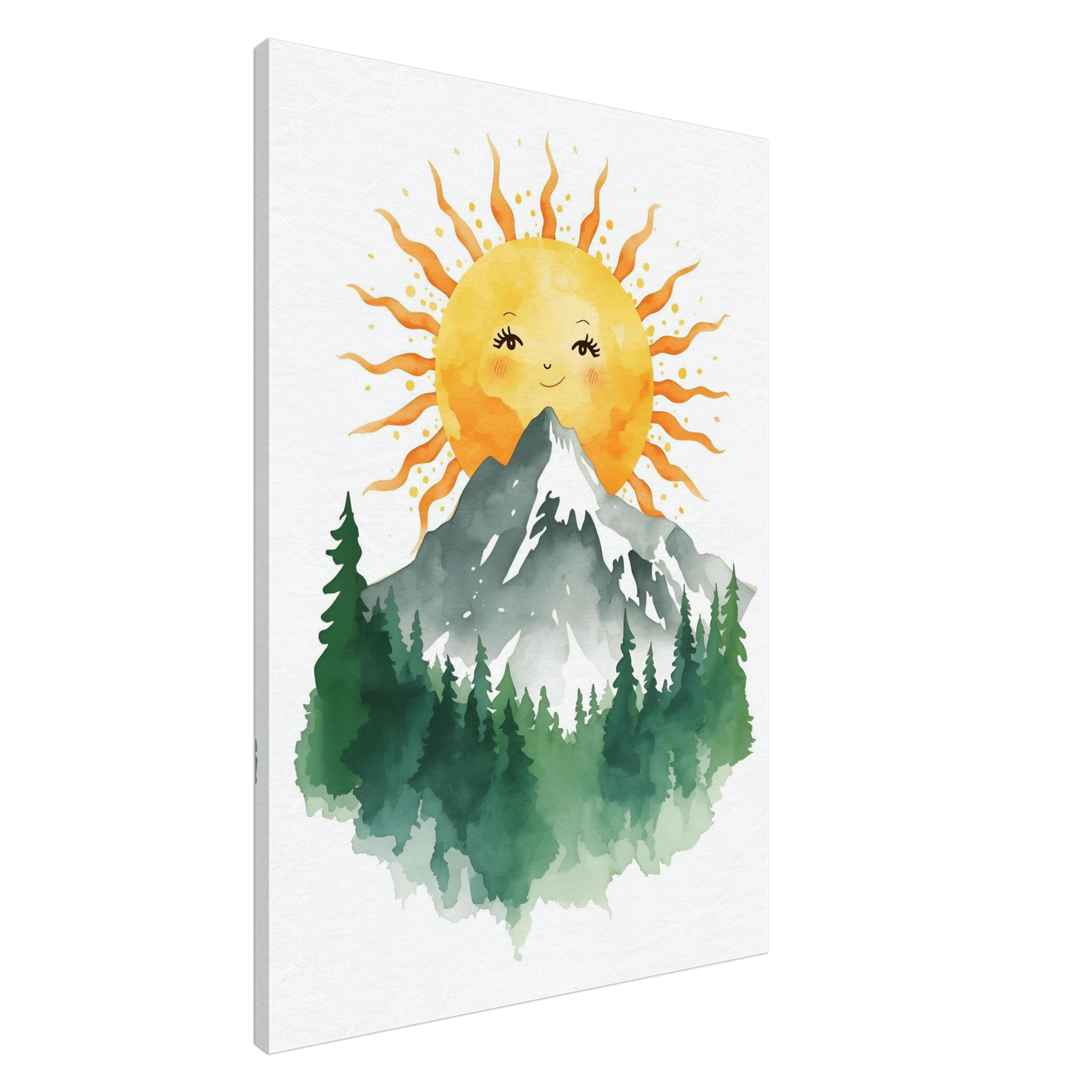 Toile Soleil & Montagne Aquarelle - Tableau Motivation - Mentset