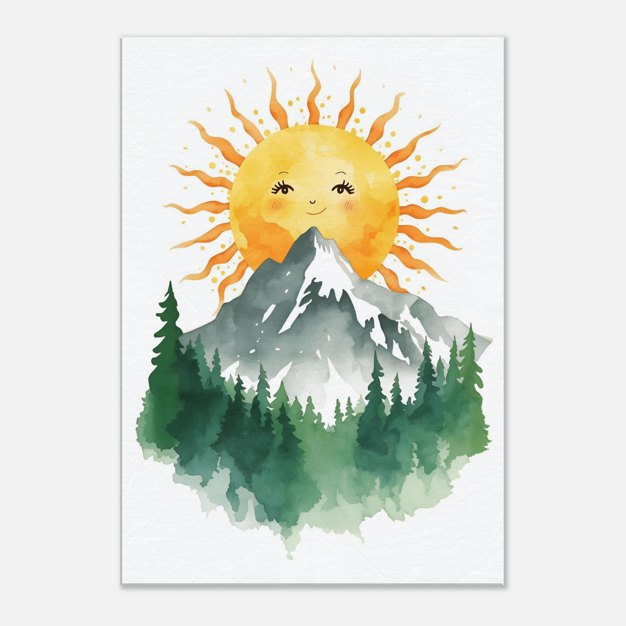 Toile Soleil & Montagne Aquarelle - Tableau Motivation - Mentset
