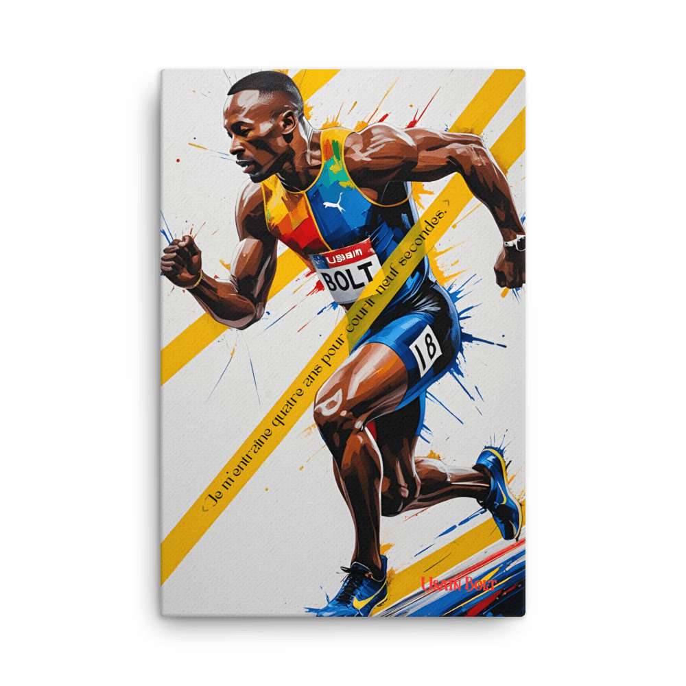 Toile "Usain Bolt – L’explosion du travail" - Tableau Motivation - Mentset