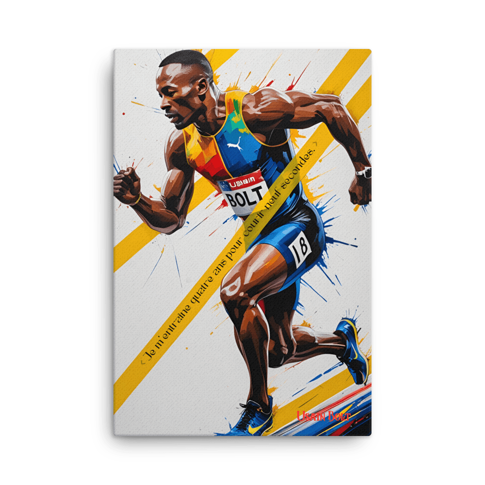 Toile "Usain Bolt – L’explosion du travail" - Tableau Motivation - Mentset