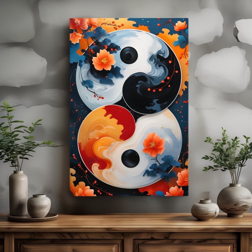 Toile "Yin Yang – Alchimie florale" - Tableau Motivation - Mentset