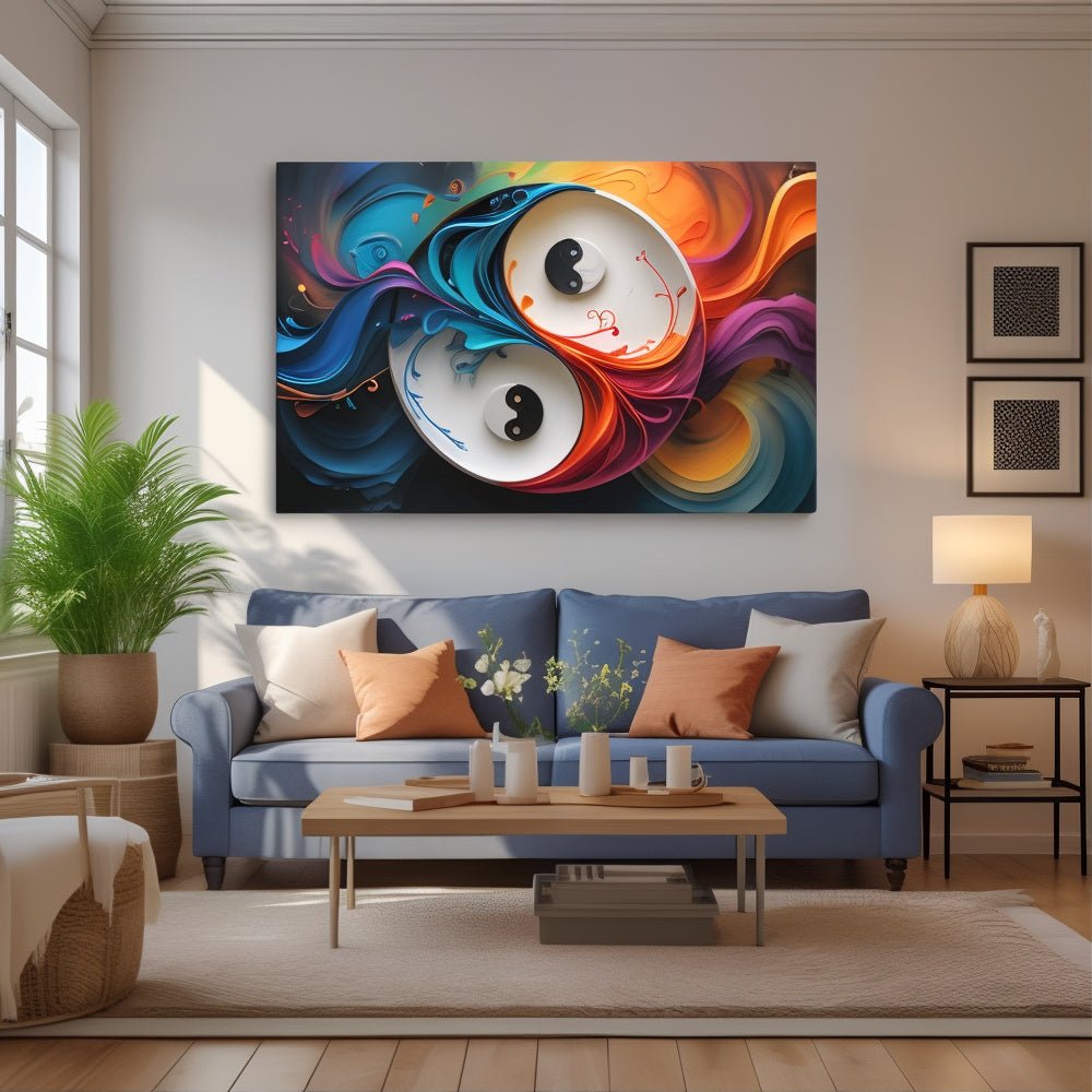 Toile “Yin Yang Couleurs” – Équilibre vibrant - Tableau Motivation - Mentset