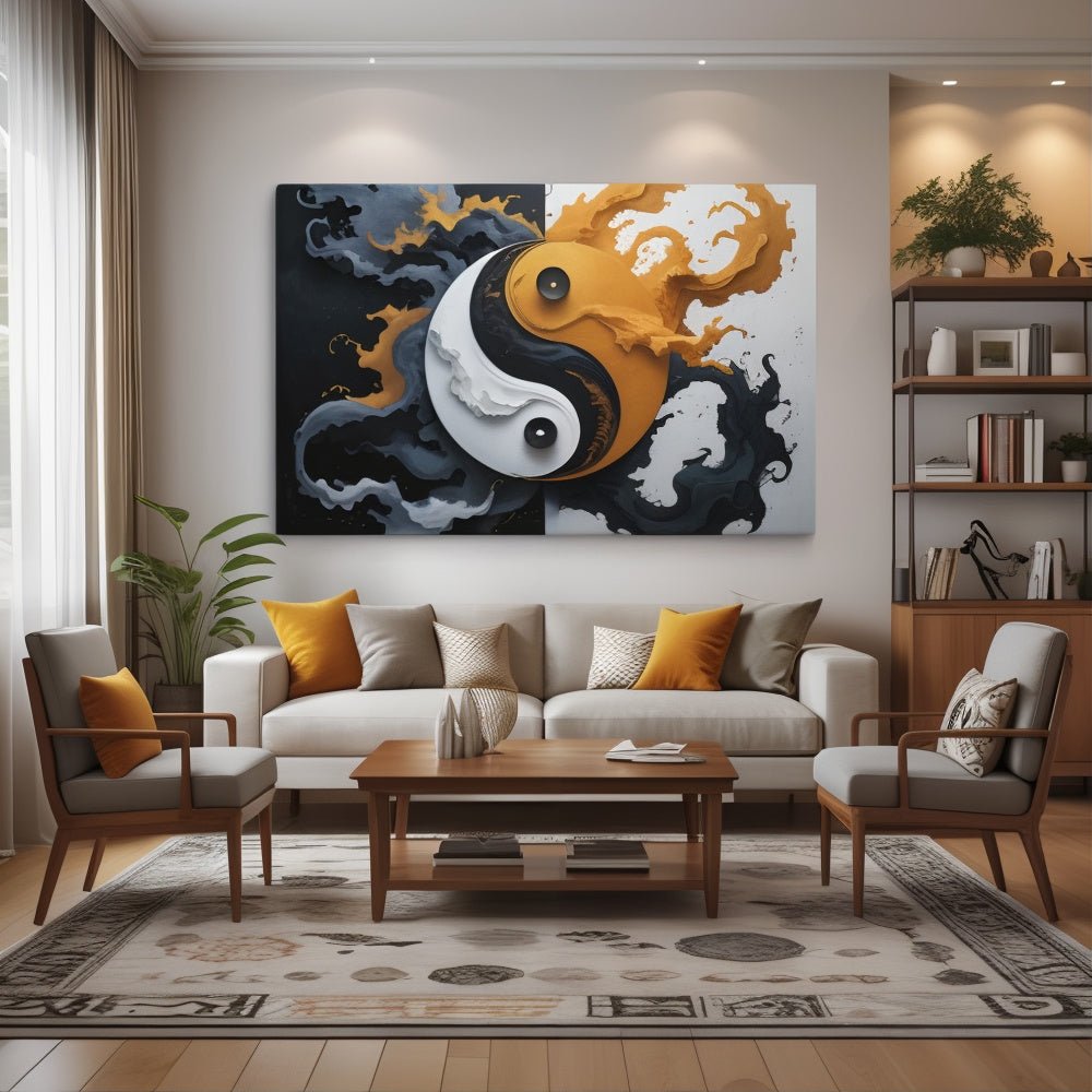 Toile “Yin Yang Moderne” – Équilibre & Énergie - Tableau Motivation - Mentset